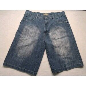 Imperious Delf Shorts Mens 42x15 Denim Jeans Grunge Y2K Skater Baggy Embroidered